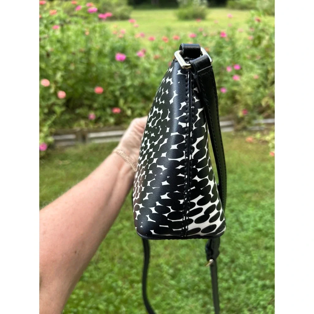 Kate Spade NY Grove Street Millie Crossbody Bag Splodge Dot Black Cream Leather